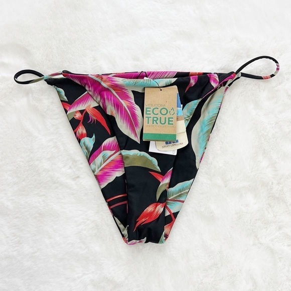 NWT Volcom Friends 4ever Skimpy Floral Palm Print Cheeky Bikini Bottoms - Picture 5 of 8